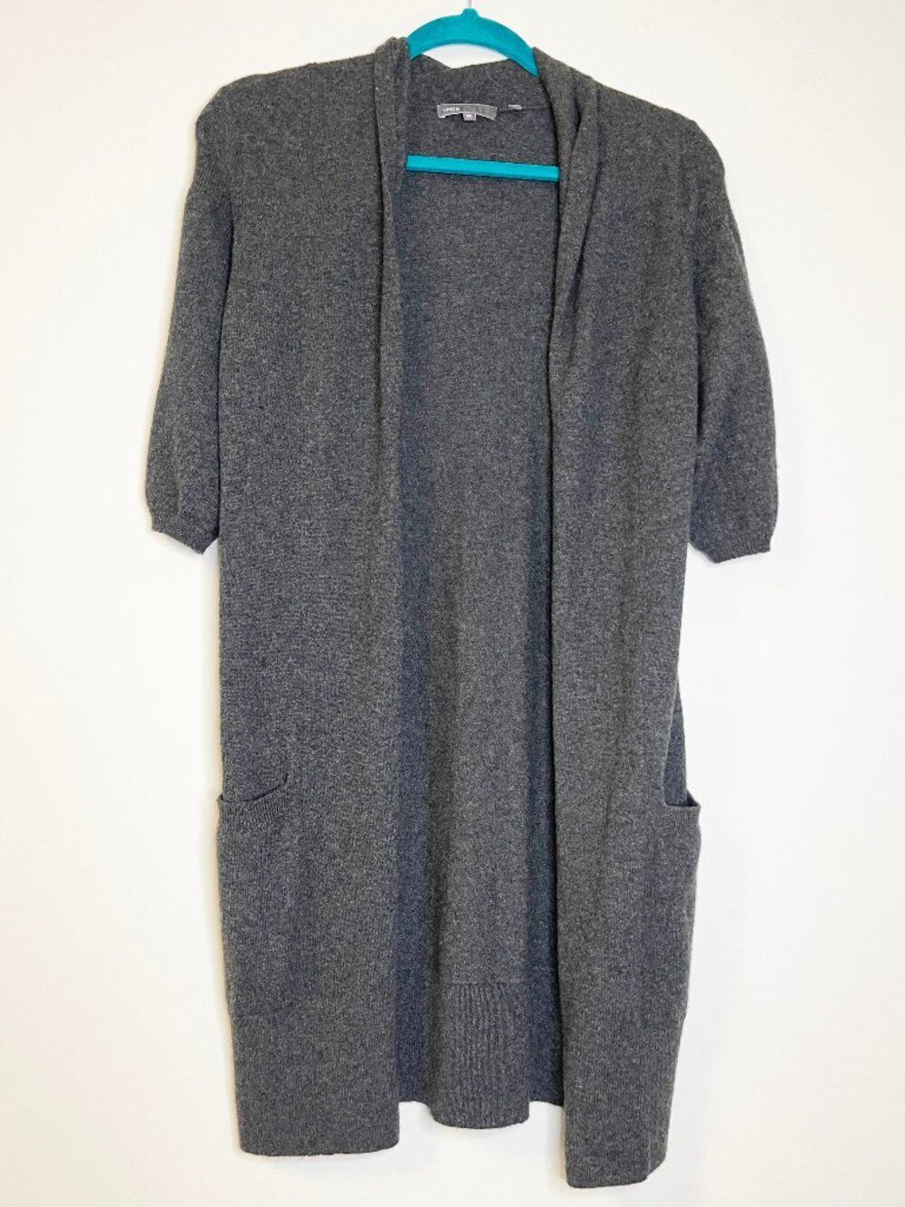Vince 100% Cashmere Long Open Cardigan Sweater Gray Duster XS Luxury Knit